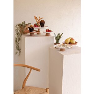 The Mia Limoges Ahşap Ayaklı Tabak Beyaz 21x7 Cm