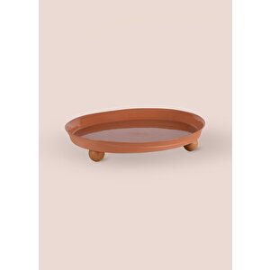 The Mia Limoges Ahşap Ayaklı Tabak Terracota 27x23x7 Cm
