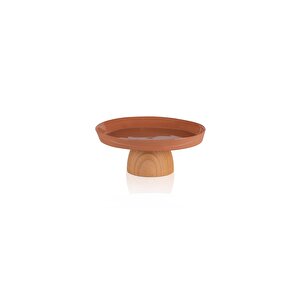 Limoges Ahşap Ayaklı Tabak Terracota 16x7 Cm