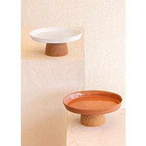 Limoges Ahşap Ayaklı Tabak Terracota 16x7 Cm