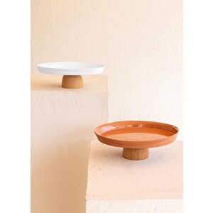 The Mia Limoges Ahşap Ayaklı Tabak Terracota 16x7 Cm