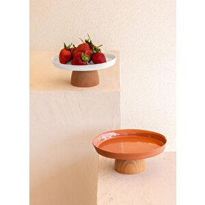 The Mia Limoges Ahşap Ayaklı Tabak Terracota 16x7 Cm
