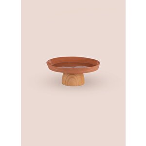 The Mia Limoges Ahşap Ayaklı Tabak Terracota 16x7 Cm