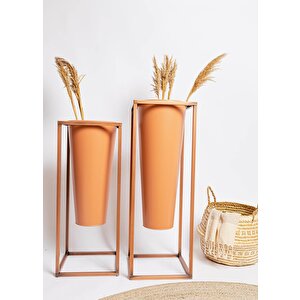 Suelo Vazo Saksı Terracota Bakır 29x29x70 Cm