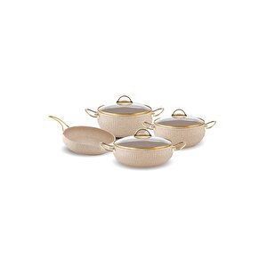 7 Parça Mercan Set Bej