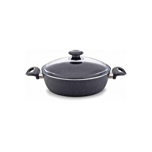 Granit Basık Tencere 30 Cm Gri