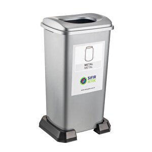 Sy-4398 Sıfır Atık Metal Geri Dönüşüm Çöp Kutusu 70 Lt Gri