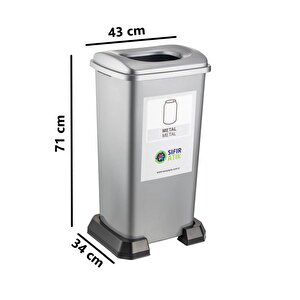 Sy-4398 Sıfır Atık Metal Geri Dönüşüm Çöp Kutusu 70 Lt Gri
