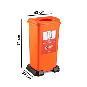 Sy-4398 Sıfır Atık Pil Geri Dönüşüm Çöp Kutusu 70 Lt Turuncu