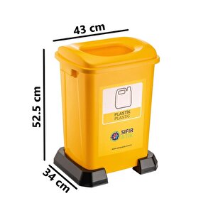 Sy-4395 Sıfır Atık Plastik Geri Dönüşüm Çöp Kutusu 50 Lt Sarı