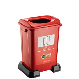 Sy-4395 Sıfır Atık Pil Geri Dönüşüm Çöp Kutusu 50 Lt Kırmızı