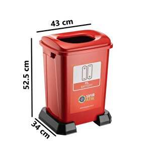 Sy-4395 Sıfır Atık Pil Geri Dönüşüm Çöp Kutusu 50 Lt Kırmızı