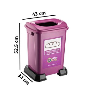 Sy-4395 Sıfır Atık Ekmek Geri Dönüşüm Çöp Kutusu 50 Lt Mor