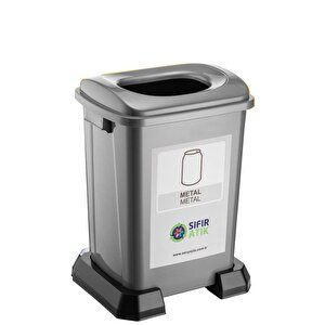 Sy-4395 Sıfır Atık Metal Geri Dönüşüm Çöp Kutusu 50 Lt Gri