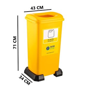 Sy-4398 Sıfır Atık Plastik Geri Dönüşüm Çöp Kutusu 70 Lt Sarı