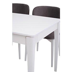 Paris Norte Lak Panel Mutfak Masa Sandalye Takımı 80x130cm Beyaz