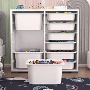 Carla 3+6 Beyaz Çok Amaçlı Dolap Oyuncak Dolabı