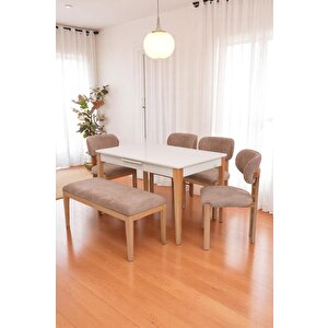 Paris Rodi Banklı Lak Panel Mutfak Masa Sandalye Takımı 80x130cm