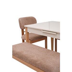 Paris Rodi Banklı Lak Panel Mutfak Masa Sandalye Takımı 80x130cm