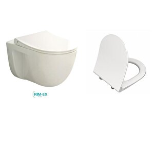 Vitra S40 Rim-ex  Kanalsız Asma Klozet+vitra Duroplast İnce Kapak
