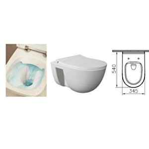Vitra S40 Rim-ex  Kanalsız Asma Klozet+vitra Duroplast İnce Kapak