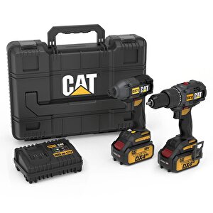 Dx12k.2 18volt/4.0ah Li-ion Çift Akülü Kömürsüz Profesyonel Şarjlı Darbeli Matkap + Dx71.2 Kömürsüz Darbeli Tornavida Kombo Se