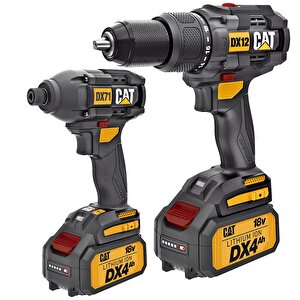 Dx12k.2 18volt/4.0ah Li-ion Çift Akülü Kömürsüz Profesyonel Şarjlı Darbeli Matkap + Dx71.2 Kömürsüz Darbeli Tornavida Kombo Se