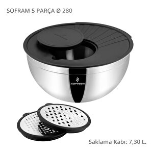 5 Parça 28 Cm Karıştırma Ve Saklama Kabı 7,30 Litre