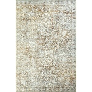 Private Renkli Eskitme Vintage Halı Çiçek Desen Dokuma Şönil Halı Yıkanabilir Salon Halısı 95x250 cm