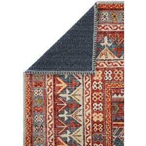 Cool Halı Private Turuncu Eskitme Vintage Halı Etnik Dokuma Şönil Halı Yıkanabilir Salon Halısı