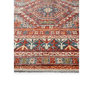 Cool Halı Private Turuncu Eskitme Vintage Halı Etnik Dokuma Şönil Halı Yıkanabilir Salon Halısı
