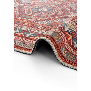 Cool Halı Private Turuncu Eskitme Vintage Halı Etnik Dokuma Şönil Halı Yıkanabilir Salon Halısı