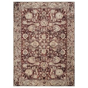 Cool Halı Private Bordo Eskitme Vintage Halı Etnik Desen Otantik Şönil Halı Yıkanabilir Salon Halısı