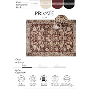 Cool Halı Private Bordo Eskitme Vintage Halı Etnik Desen Otantik Şönil Halı Yıkanabilir Salon Halısı