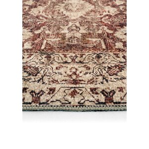 Cool Halı Private Bordo Eskitme Vintage Halı Etnik Desen Otantik Şönil Halı Yıkanabilir Salon Halısı