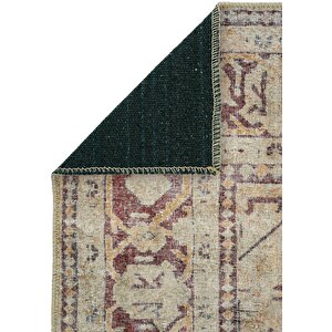 Cool Halı Private Krem Eskitme Vintage Halı Yolluk Etnik Desen Şönil Halı Yıkanabilir Salon Halısı