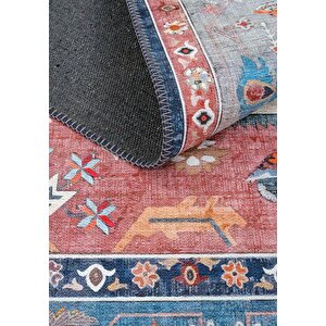 Cool Halı Beylerbeyi By 801 Mavi Renkli Oturma Odası Salon Halısı Makinede Yıkanabilir Şönil Halı