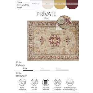 Private Krem Eskitme Vintage Halı Yolluk Etnik Desen Şönil Halı Yıkanabilir Salon Halısı 95x250 cm