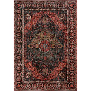 Private Bordo Etnik Desenli Şönil Halı Yıkanabilir Eskitme Vintage Göbekli Salon Halısı 95x250 cm