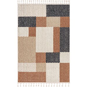 Bress 1406 Sarı Kolay Kullanım Hav Toz Vermez Hasır Dokulu Bukle Örgü Modern Desen Halı 100x150 cm