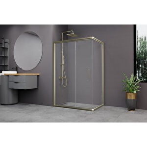 Minesota Temperli 6 Mm Dikdörtgen Cam Duşakabin Bronz Profil Şeffaf Cam 90x110 cm