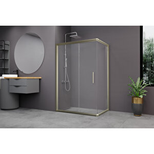 Minesota Temperli 6 Mm Dikdörtgen Cam Duşakabin Bronz Profil Şeffaf Cam 80x110 cm