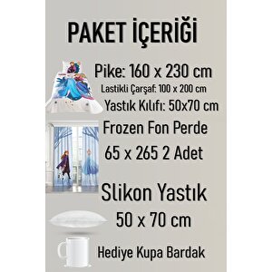 Frozen Pike Takımı + 2'li Frozen Fon Perde + Yastık + Kupa Bardak Hediye Toplam 7 Parça
