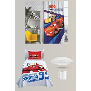 Cars Pike Takımı + Cars Fon Perde + Yastık + Kupa Bardak Hediye Toplam 6 Parça