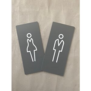 Mat Antrasit Lux Kadın Erkek Wc Yönlendirme Levhası Kapı İsimliği