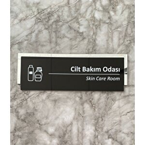 Silver Aynalı Parlak Siyah Seri Cilt Bakım Odası Kapı Isimliği Yönlendirme Levhası