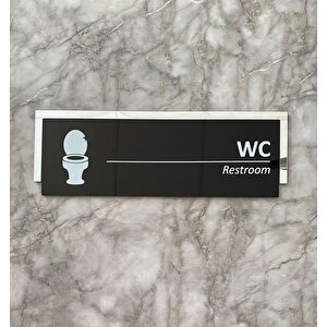 Silver Aynalı Parlak Siyah Seri Wc Tuvalet Kapı Isimliği Yönlendirme Levhası