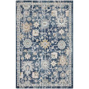 Zaraf Lacivert Halı Etnik Desen Bohem Oda Halısı Vintage Oturma Odası Salon Yazlık Halı 120x180 cm