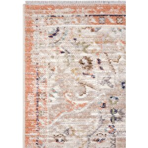 Cool Halı Zaraf Turuncu Klasik Göbekli Etnik Desen  Vintage Halı Oturma Odası Salon İnce Yazlık Halı