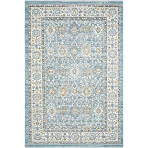 Zaraf Su Yeşili Etnik Desen Eskitme Vintage Ev Oda Halısı Oturma Odası Salon İnce Halı 200x300 cm